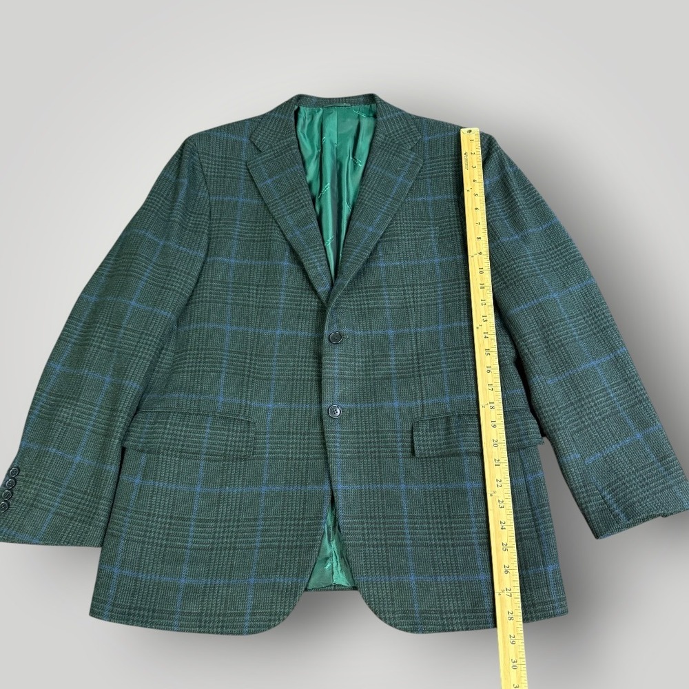 Kiton Napoli 100% Cashmere Blazer Mens IT52 42 US Green Blue Plaid Sport Coat